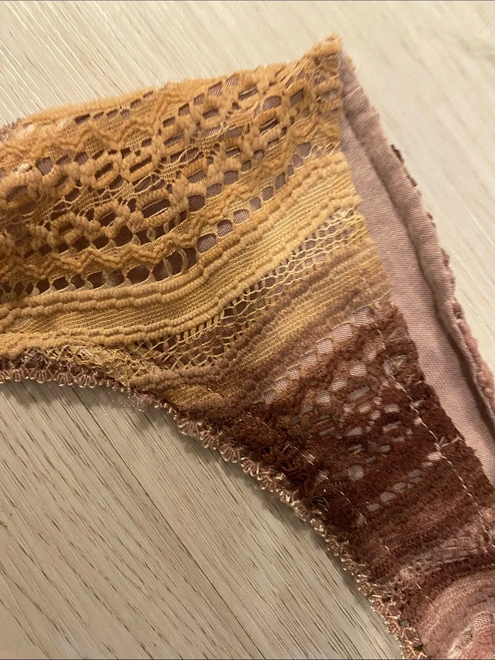 Free People Ombre Lace Mini Dress in Brown and Cream